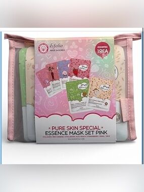 Esfolio Pure Skin Essence Mask Set 18pc - 6 diff kinds 3 masks each & Mesh bag